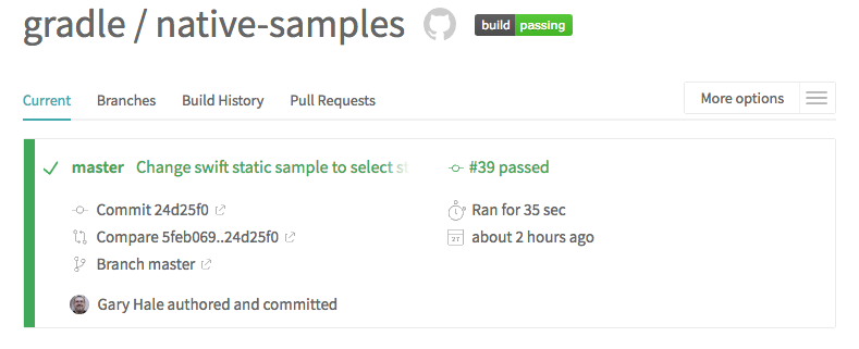 Native Samples Travis CI
